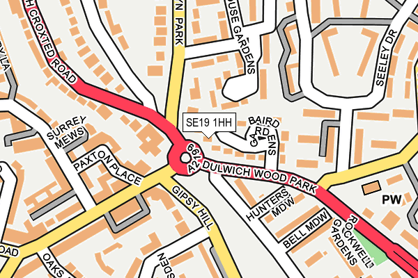 SE19 1HH map - OS OpenMap – Local (Ordnance Survey)