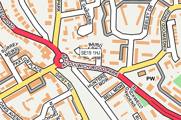 SE19 1HJ map - OS OpenMap – Local (Ordnance Survey)