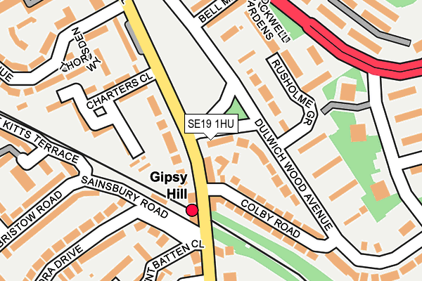 SE19 1HU map - OS OpenMap – Local (Ordnance Survey)