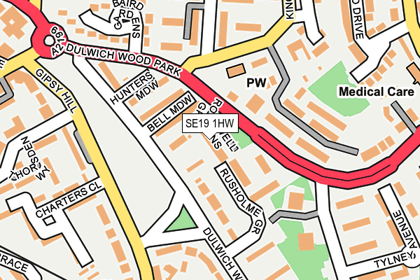 SE19 1HW map - OS OpenMap – Local (Ordnance Survey)