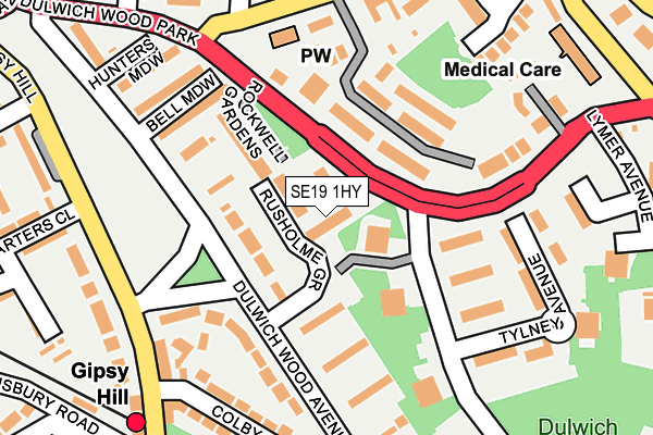 SE19 1HY map - OS OpenMap – Local (Ordnance Survey)