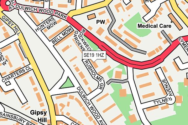 SE19 1HZ map - OS OpenMap – Local (Ordnance Survey)