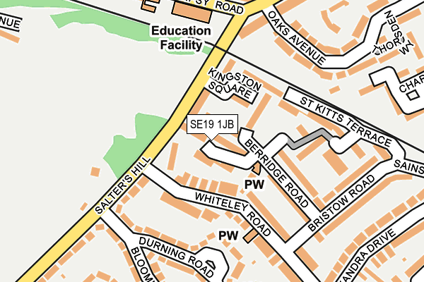 SE19 1JB map - OS OpenMap – Local (Ordnance Survey)