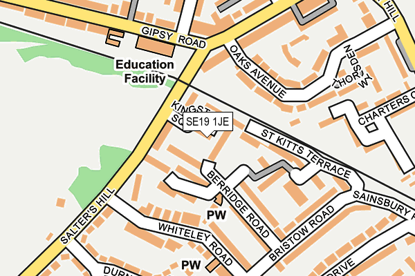 SE19 1JE map - OS OpenMap – Local (Ordnance Survey)