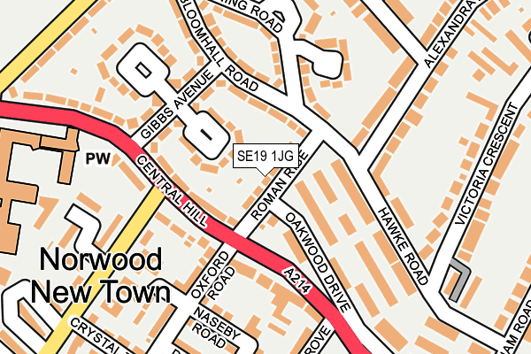 SE19 1JG map - OS OpenMap – Local (Ordnance Survey)