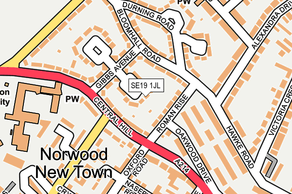 SE19 1JL map - OS OpenMap – Local (Ordnance Survey)