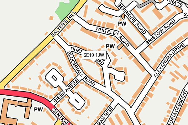 SE19 1JW map - OS OpenMap – Local (Ordnance Survey)