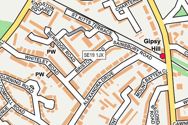 SE19 1JX map - OS OpenMap – Local (Ordnance Survey)