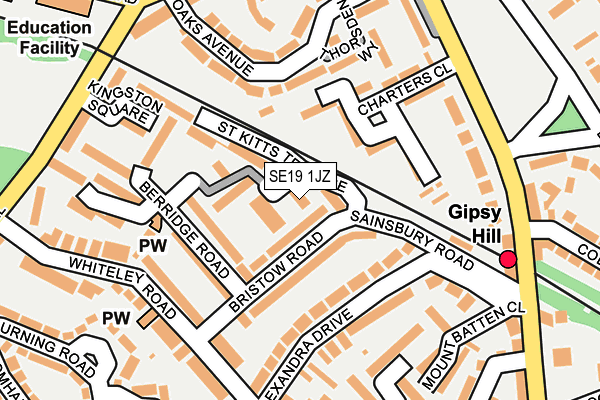 SE19 1JZ map - OS OpenMap – Local (Ordnance Survey)