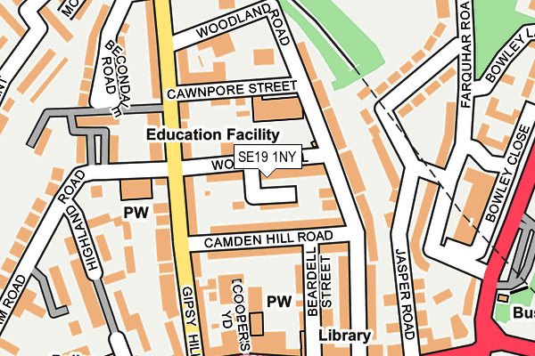 SE19 1NY map - OS OpenMap – Local (Ordnance Survey)