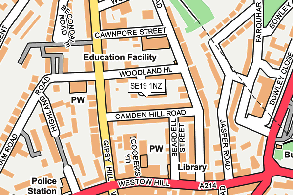 SE19 1NZ map - OS OpenMap – Local (Ordnance Survey)