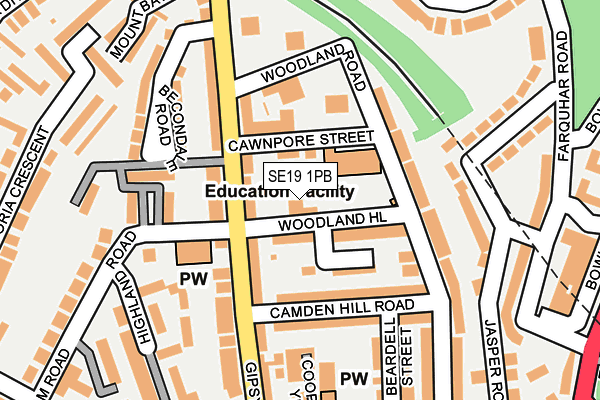 SE19 1PB map - OS OpenMap – Local (Ordnance Survey)