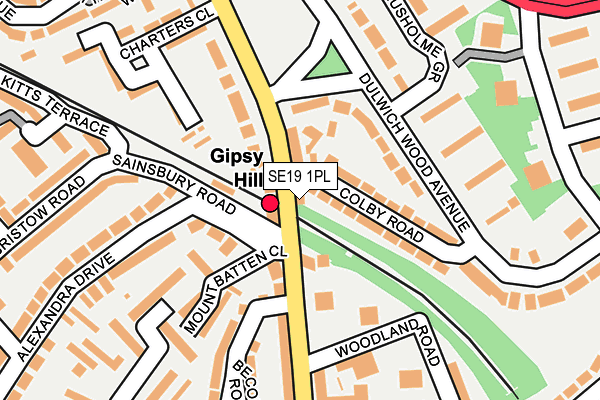 SE19 1PL map - OS OpenMap – Local (Ordnance Survey)