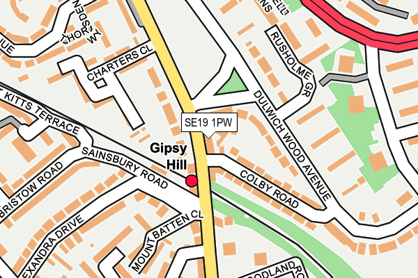 SE19 1PW map - OS OpenMap – Local (Ordnance Survey)