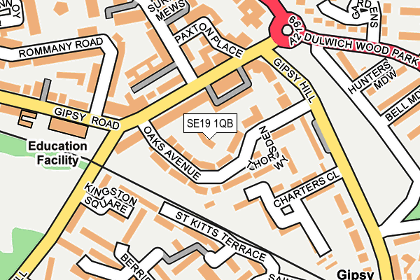 SE19 1QB map - OS OpenMap – Local (Ordnance Survey)