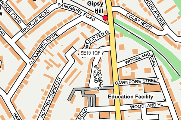 SE19 1QF map - OS OpenMap – Local (Ordnance Survey)