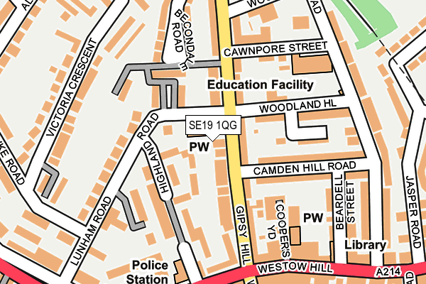 SE19 1QG map - OS OpenMap – Local (Ordnance Survey)