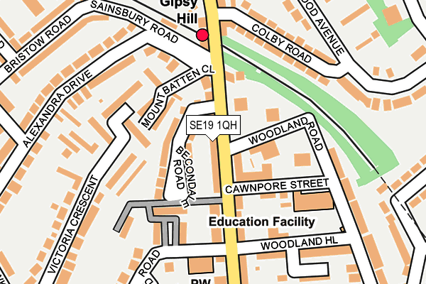 SE19 1QH map - OS OpenMap – Local (Ordnance Survey)