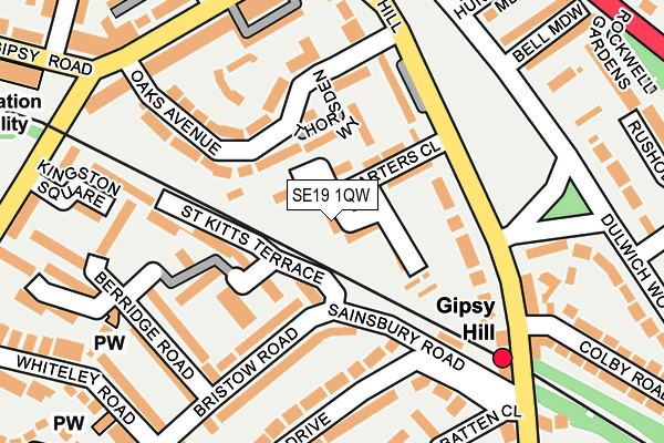 SE19 1QW map - OS OpenMap – Local (Ordnance Survey)