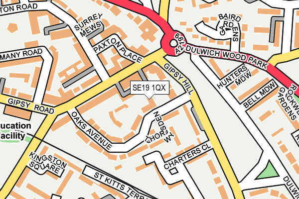 SE19 1QX map - OS OpenMap – Local (Ordnance Survey)