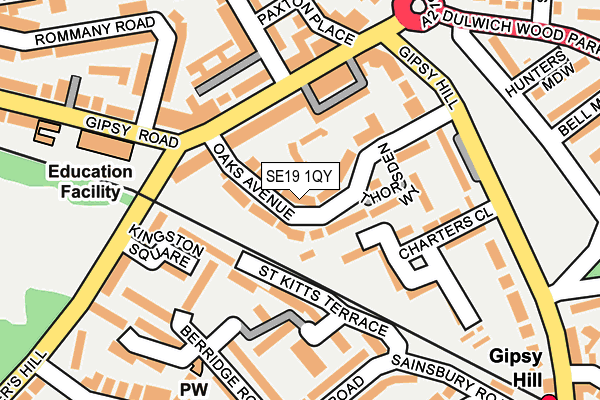 SE19 1QY map - OS OpenMap – Local (Ordnance Survey)