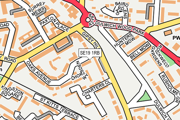 SE19 1RB map - OS OpenMap – Local (Ordnance Survey)