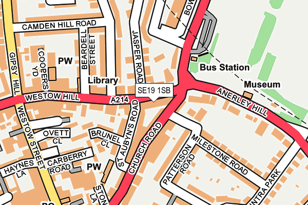 SE19 1SB map - OS OpenMap – Local (Ordnance Survey)