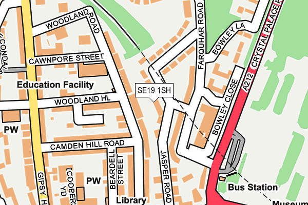 SE19 1SH map - OS OpenMap – Local (Ordnance Survey)