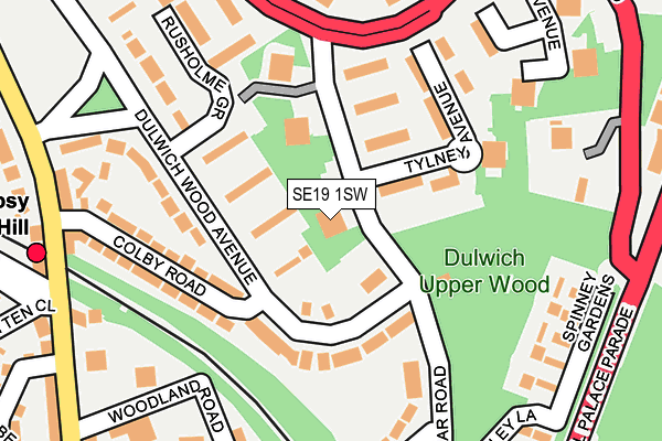 SE19 1SW map - OS OpenMap – Local (Ordnance Survey)