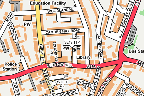 SE19 1TP map - OS OpenMap – Local (Ordnance Survey)