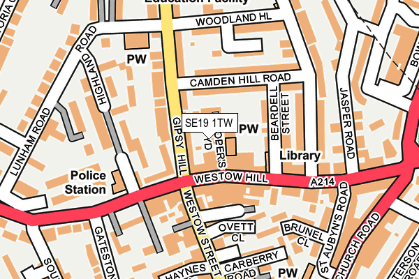 SE19 1TW map - OS OpenMap – Local (Ordnance Survey)