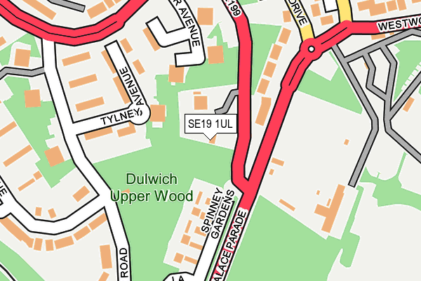 SE19 1UL map - OS OpenMap – Local (Ordnance Survey)