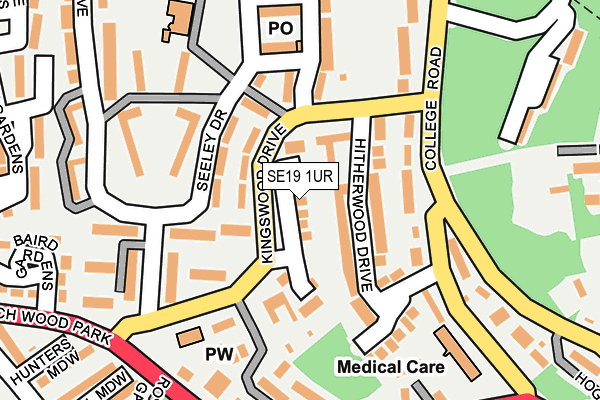 SE19 1UR map - OS OpenMap – Local (Ordnance Survey)