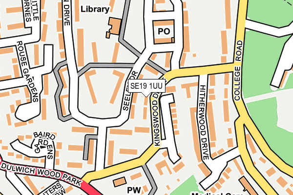 SE19 1UU map - OS OpenMap – Local (Ordnance Survey)