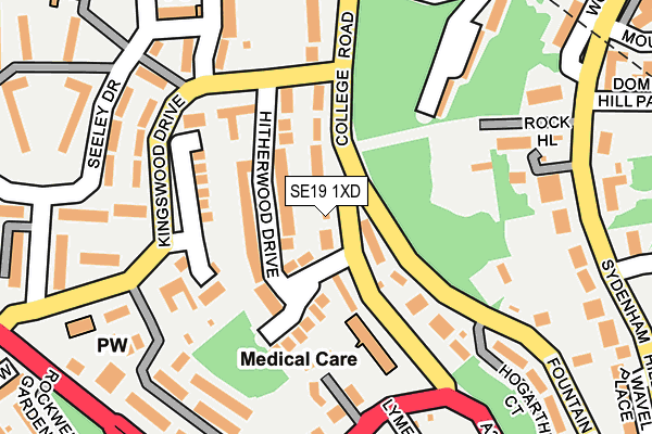 SE19 1XD map - OS OpenMap – Local (Ordnance Survey)