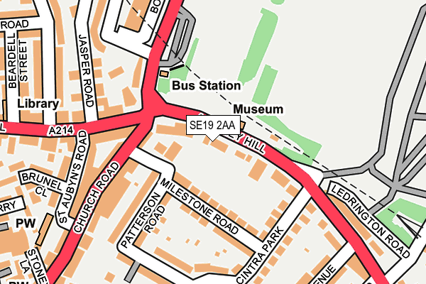 SE19 2AA map - OS OpenMap – Local (Ordnance Survey)