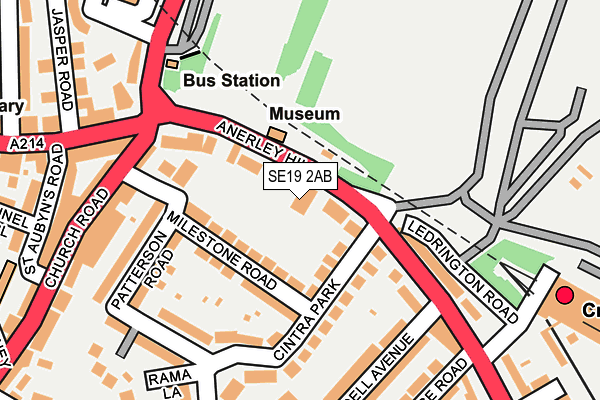 SE19 2AB map - OS OpenMap – Local (Ordnance Survey)