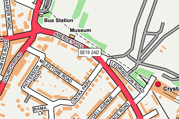 SE19 2AD map - OS OpenMap – Local (Ordnance Survey)