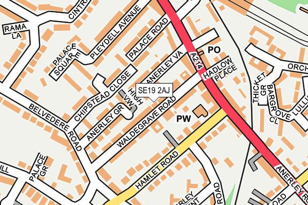 SE19 2AJ map - OS OpenMap – Local (Ordnance Survey)