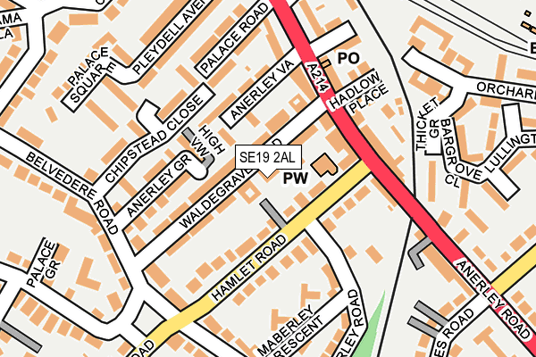 SE19 2AL map - OS OpenMap – Local (Ordnance Survey)