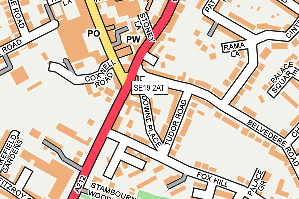 SE19 2AT map - OS OpenMap – Local (Ordnance Survey)