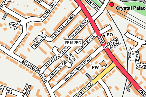 SE19 2BG map - OS OpenMap – Local (Ordnance Survey)