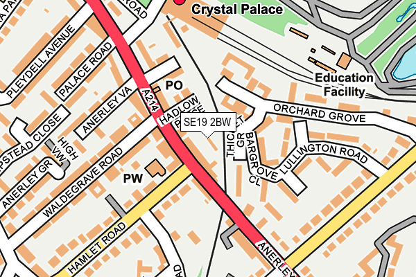 SE19 2BW map - OS OpenMap – Local (Ordnance Survey)