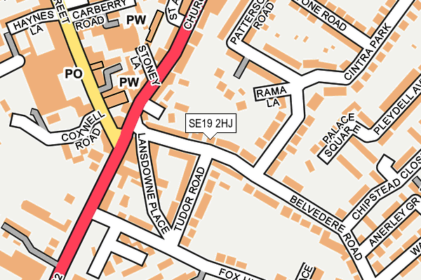 SE19 2HJ map - OS OpenMap – Local (Ordnance Survey)