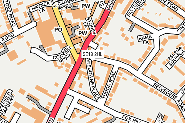 SE19 2HL map - OS OpenMap – Local (Ordnance Survey)