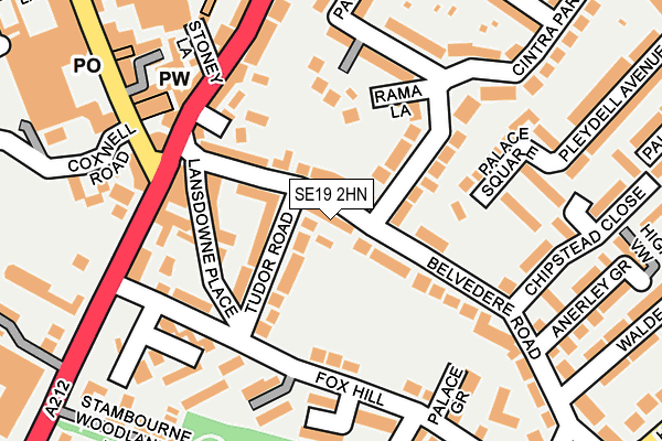 SE19 2HN map - OS OpenMap – Local (Ordnance Survey)