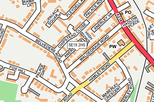 SE19 2HS map - OS OpenMap – Local (Ordnance Survey)