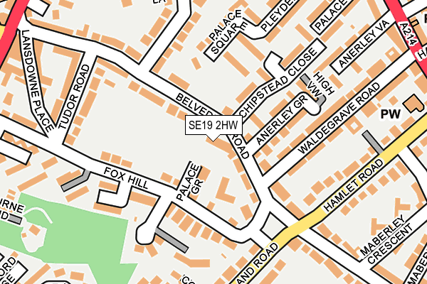 SE19 2HW map - OS OpenMap – Local (Ordnance Survey)