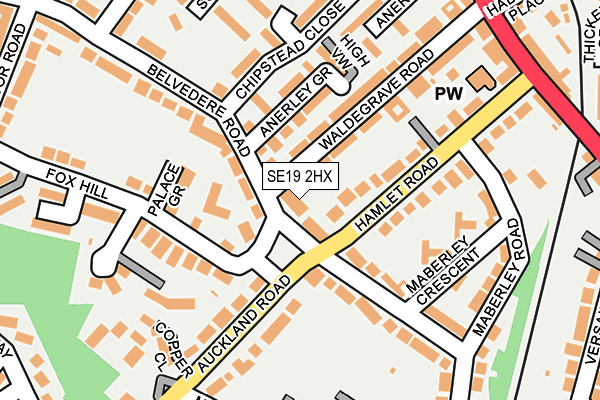 SE19 2HX map - OS OpenMap – Local (Ordnance Survey)