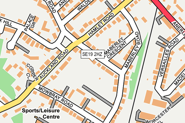 SE19 2HZ map - OS OpenMap – Local (Ordnance Survey)